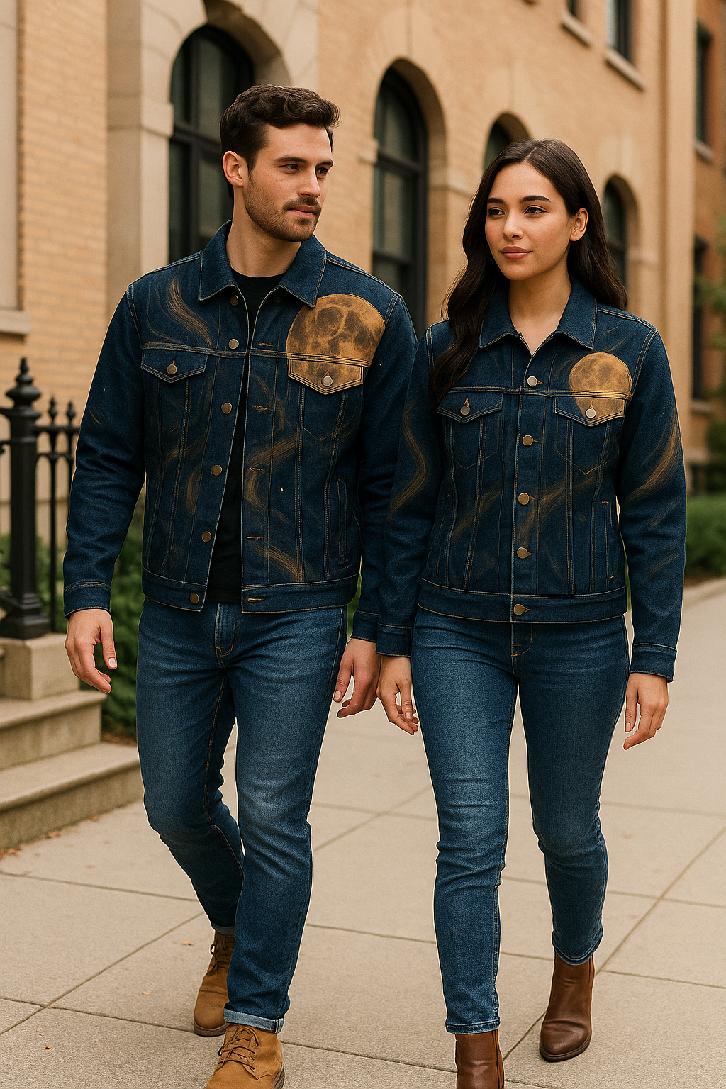 Midnight Embers Moon Denim Jacket