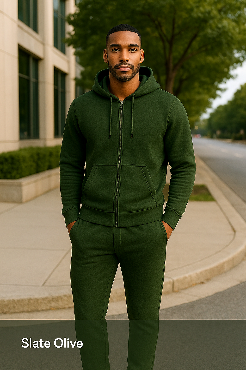 BKM Luxe Jogger Set – Slate Olive (Closed Leg)