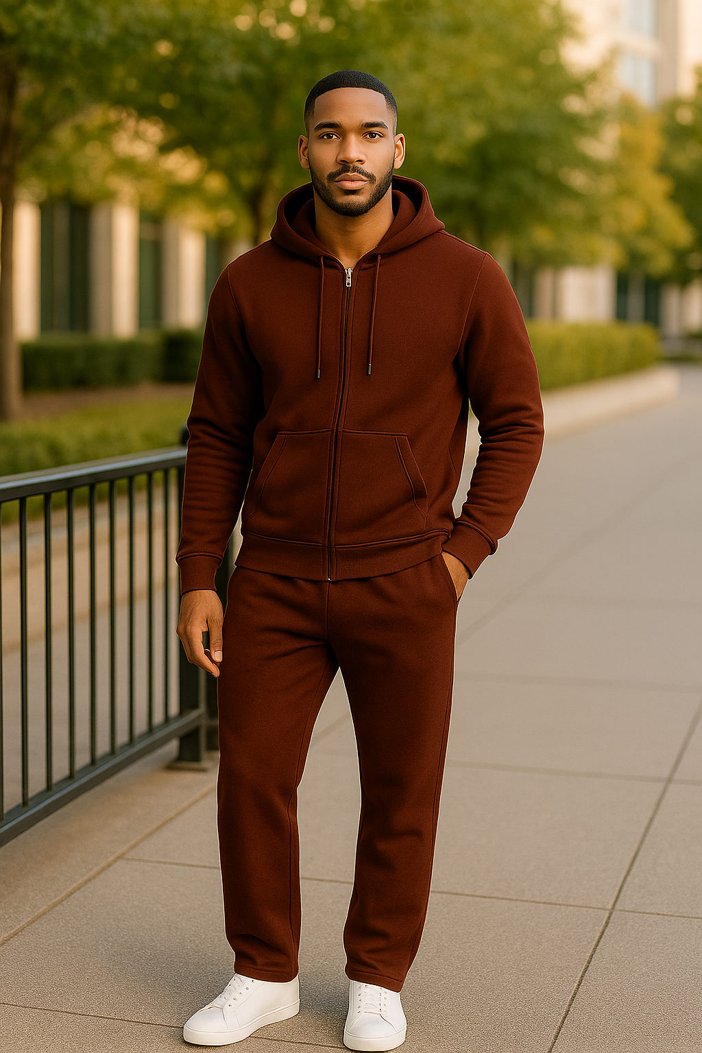 BKM Luxe Jogger Set – Deep Bourbon (Open Leg)