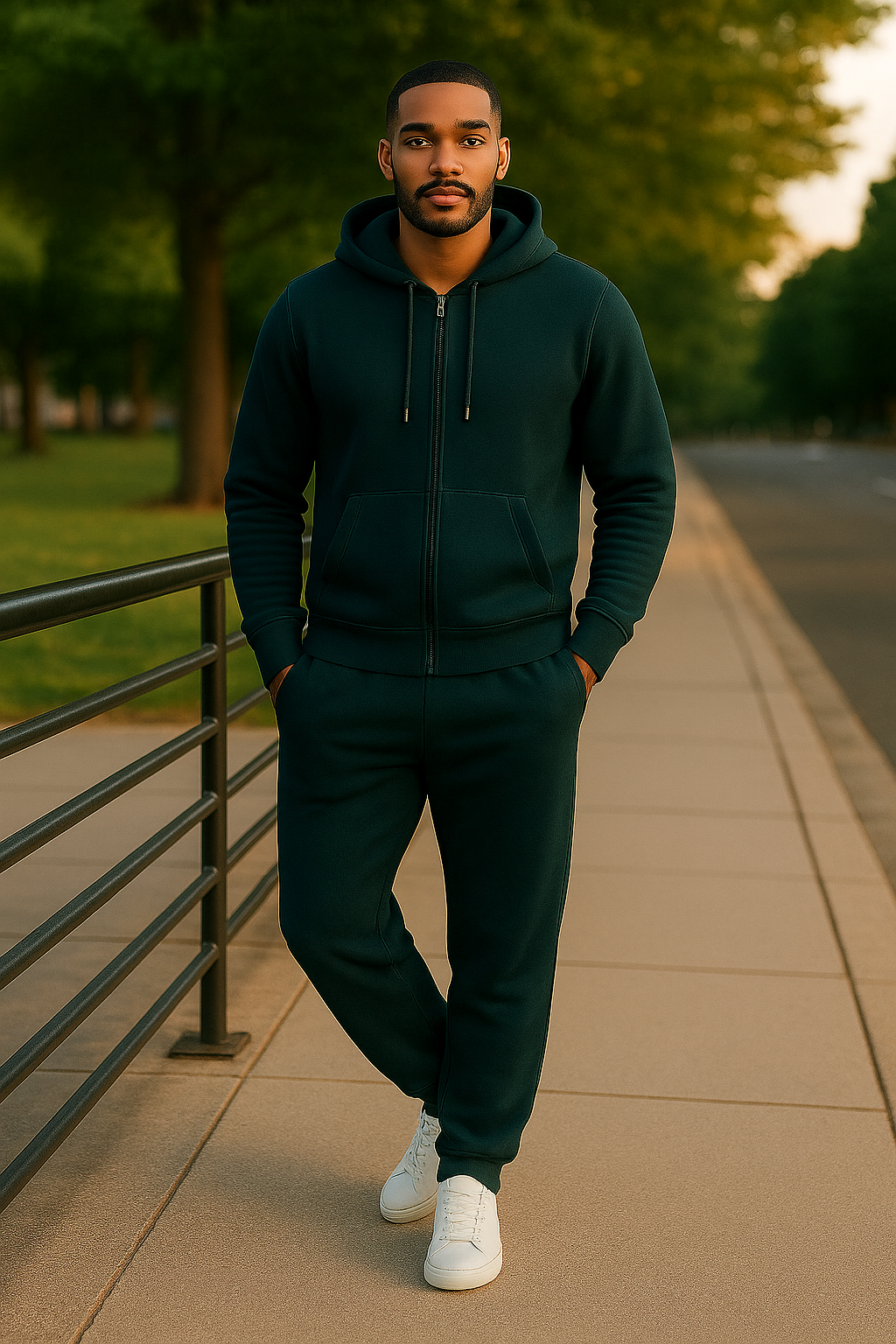 BKM Luxe Jogger Set – Academia Noir (Open Leg)