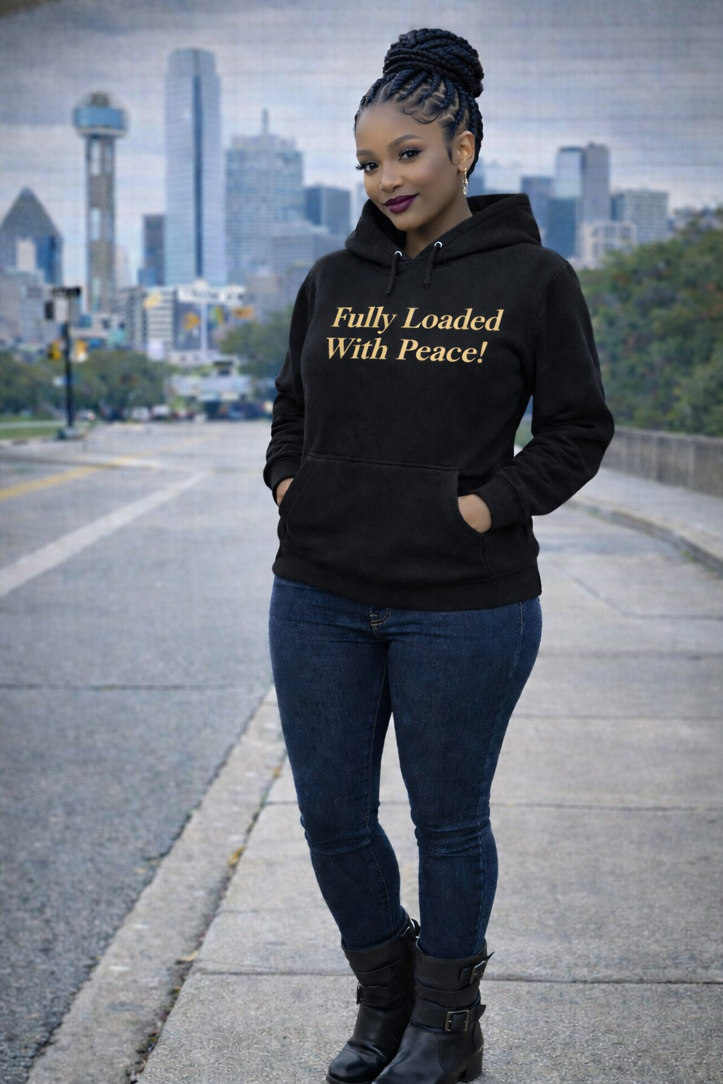 Fully Loaded With Peace Hoodie – Inspirational Statement Sweatshirt | Unisex Heavy Blend Cozy Pullover