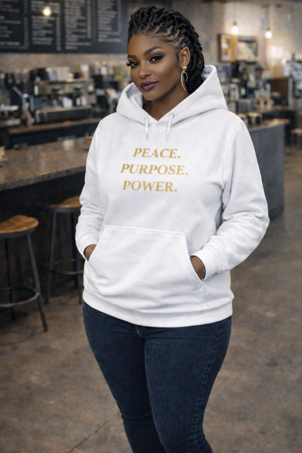 D'Monai  Peace. Purpose. Power. Hoodie – Motivational Statement Hoodies