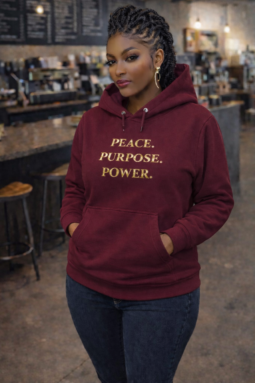 D'Monai  Peace. Purpose. Power. Hoodie – Motivational Statement Hoodies