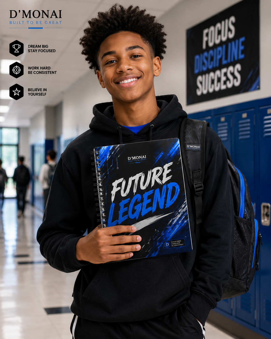 Future Legend Spiral Notebook — Motivational Journal for Kids & Teens, Blue Gamer-Inspired Design
