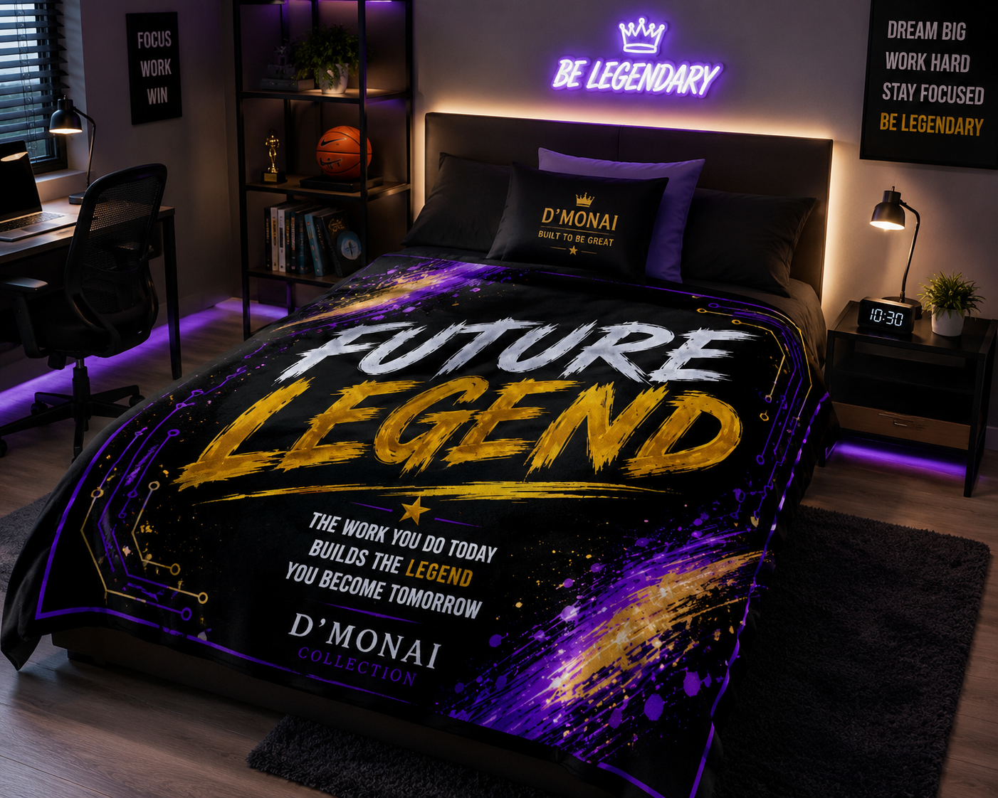 Future Legend Velveteen Plush Blanket — Inspirational Motivational Throw with "Future Legend" Design