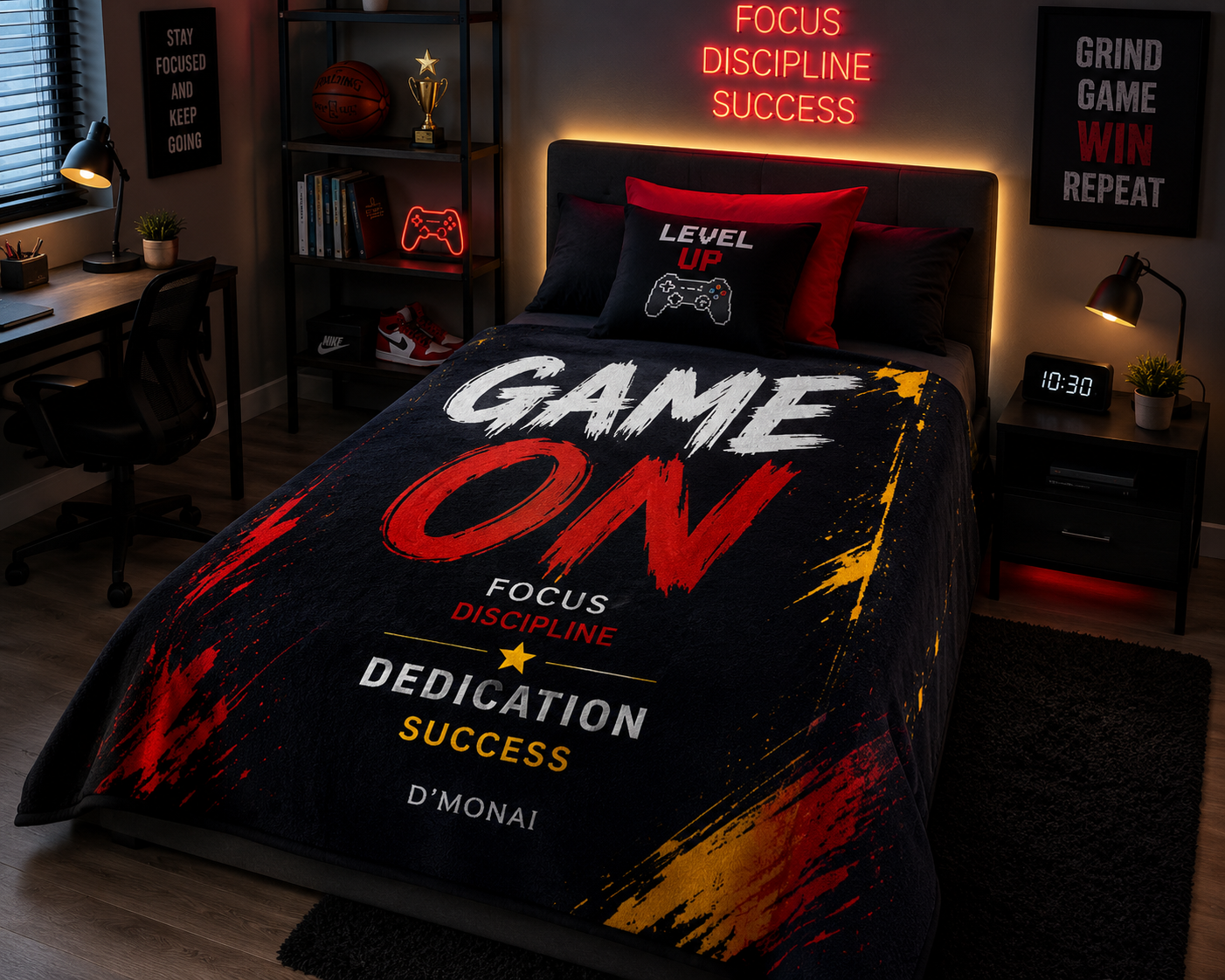 Game On Velveteen Plush Blanket – Motivational Focus, Discipline & Success Throw