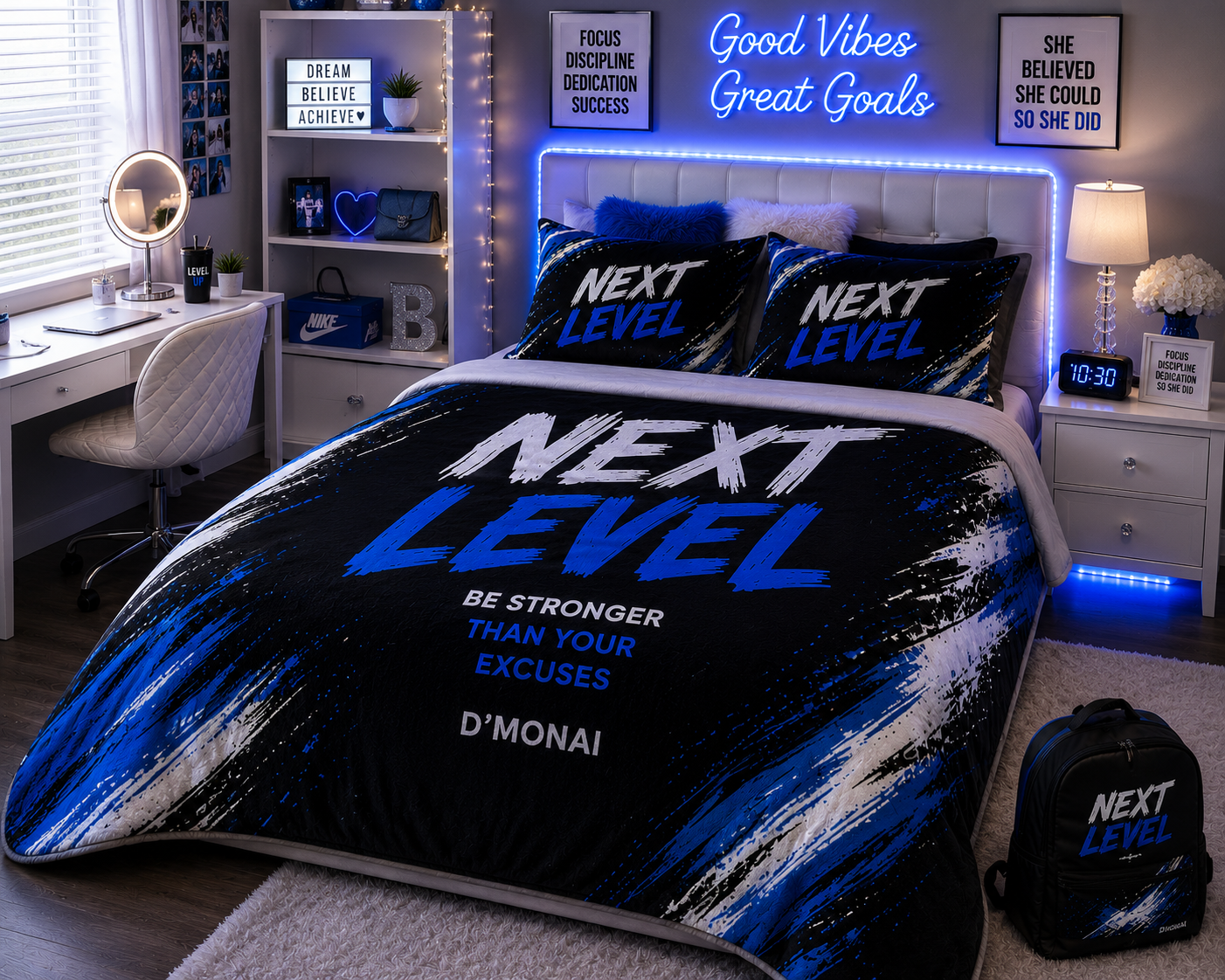 Next Level Velveteen Plush Blanket — “Be Stronger Than Your Excuses” Motivational Throw
