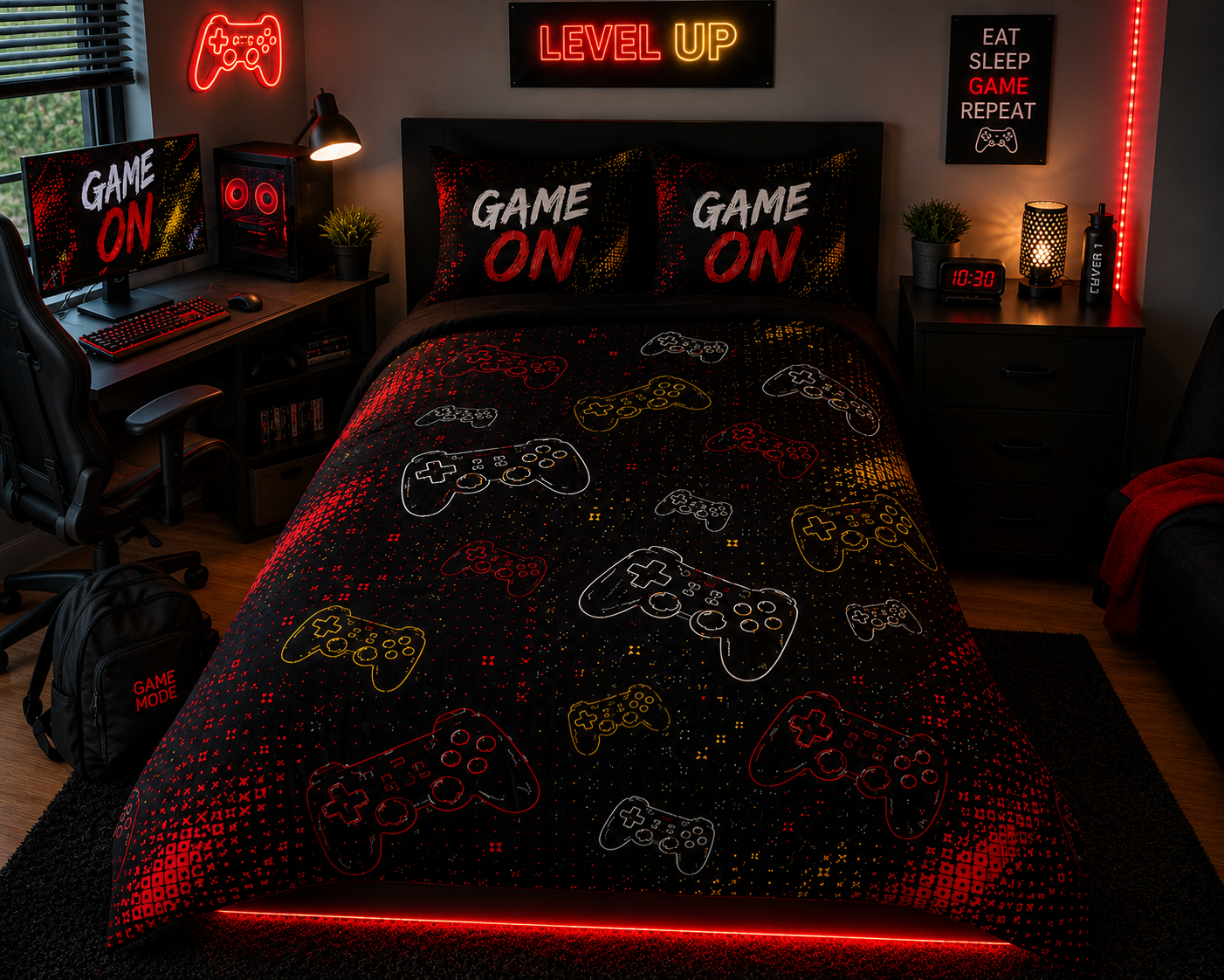 Game On Cotton Bed Set – Gamer Controller Duvet Cover for Kids & Teens
