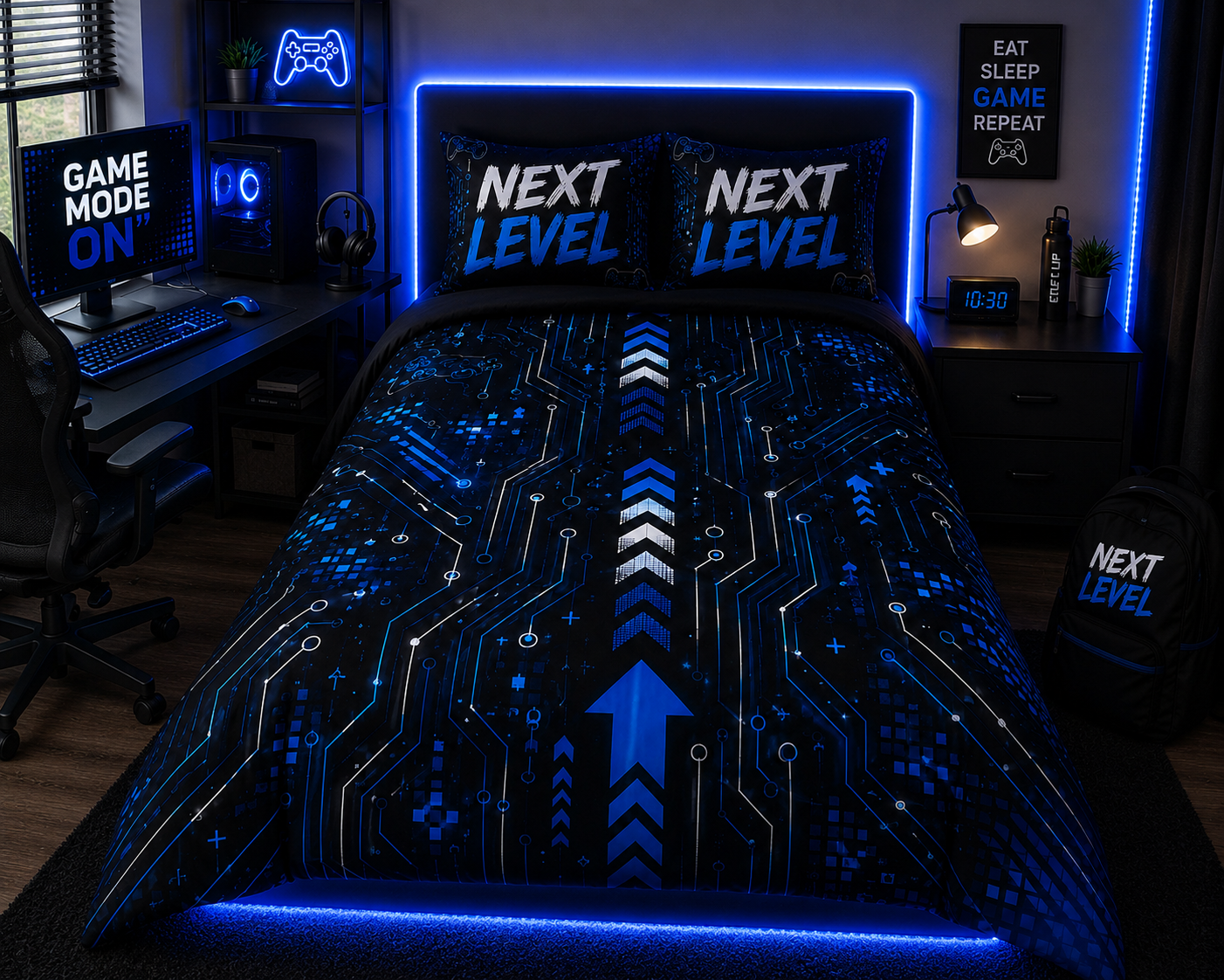 Next Level Cotton Bed Set – Gamer Duvet Cover & Sham Set