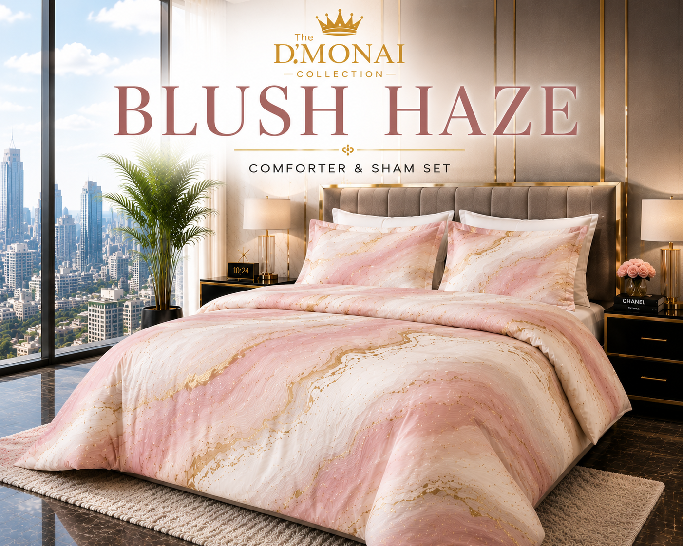 Blush Haze Comforter & Sham Set | The D'MONAI Collection