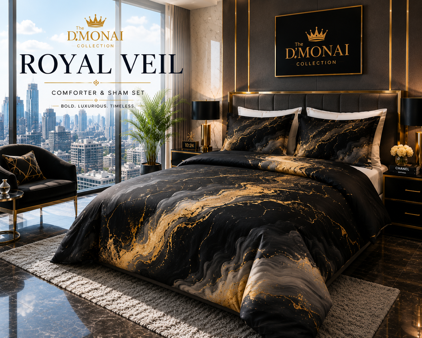 Royal Veil Comforter & Sham Set | The D'MONAI Collection