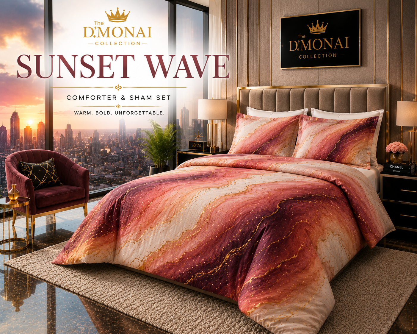 Sunset Wave Comforter & Sham Set | The D'MONAI Collection