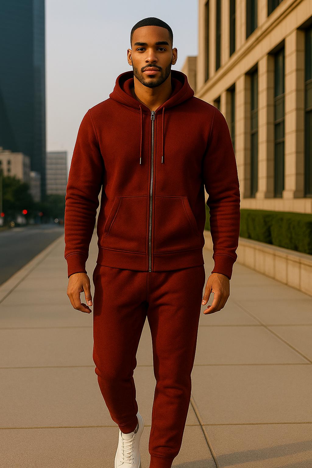 BKM Luxe Jogger Set – Brick Red Forge (Closed Leg)