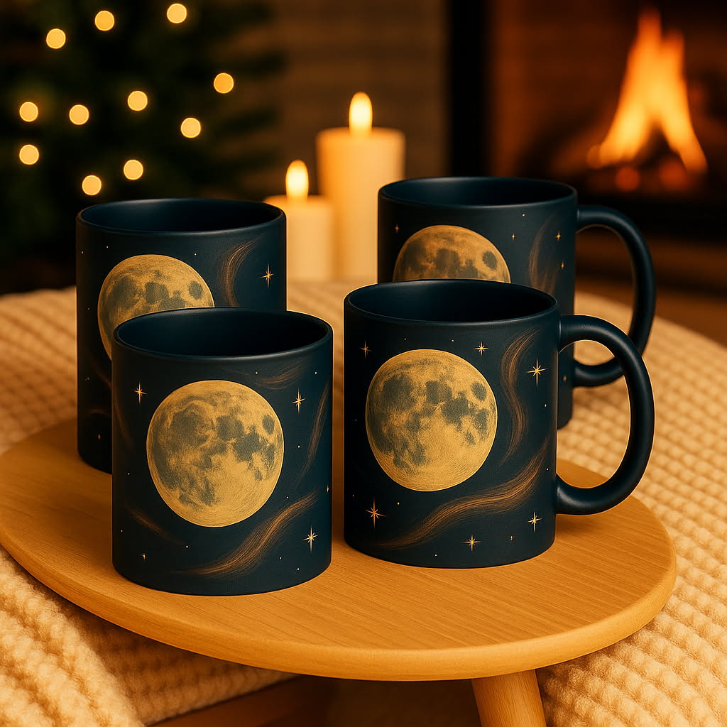 Midnight Embers Moon – 4 Mug Holiday Gift  Set