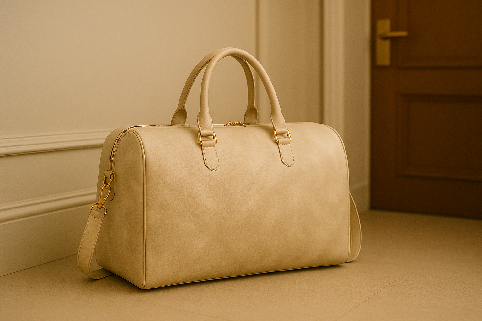 Nyia Luxe Weekender Bag – Champagne Cream Luxe
