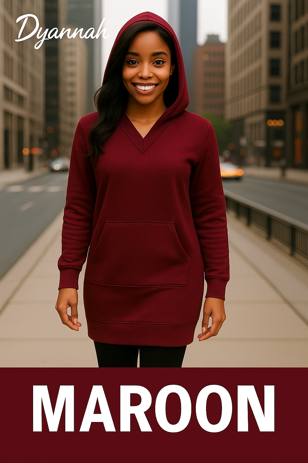 Maroon Hoodie Dress- Dyannah Collection