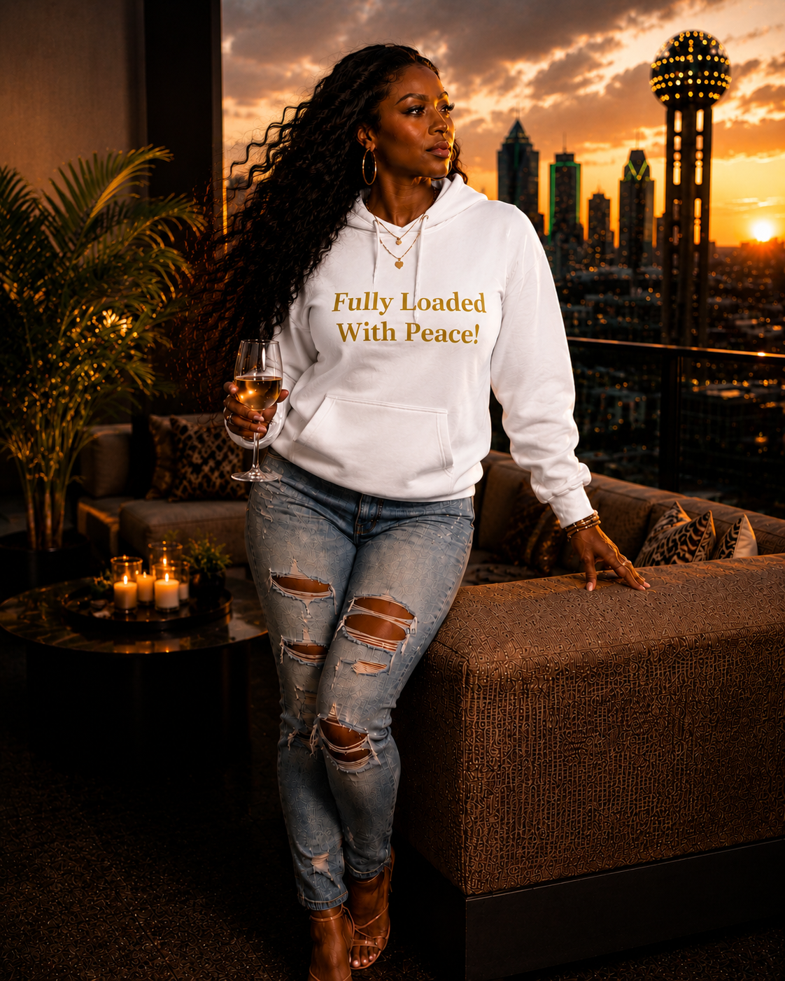 Fully Loaded With Peace Hoodie – Inspirational Statement Sweatshirt | Unisex Heavy Blend Cozy Pullover