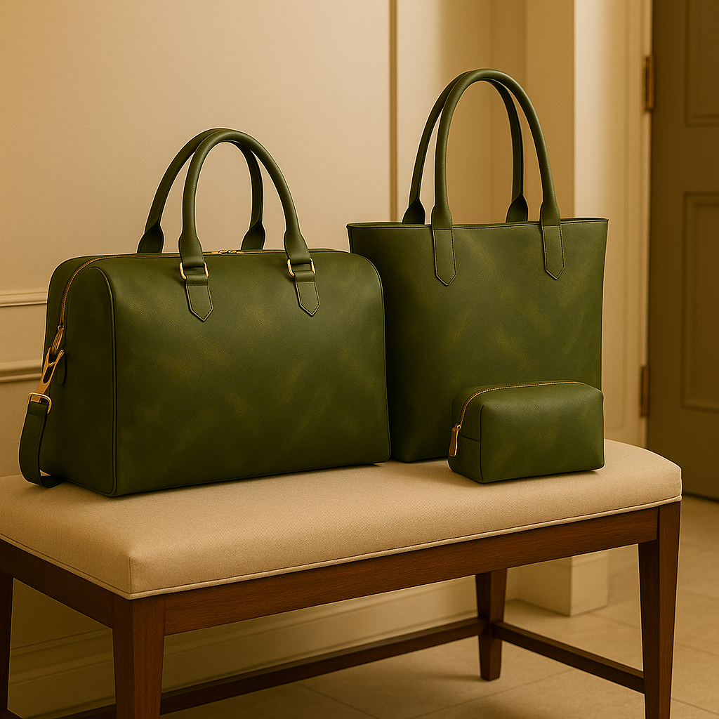 Nyia Luxe 3-Piece Travel Set – Olive Luxe