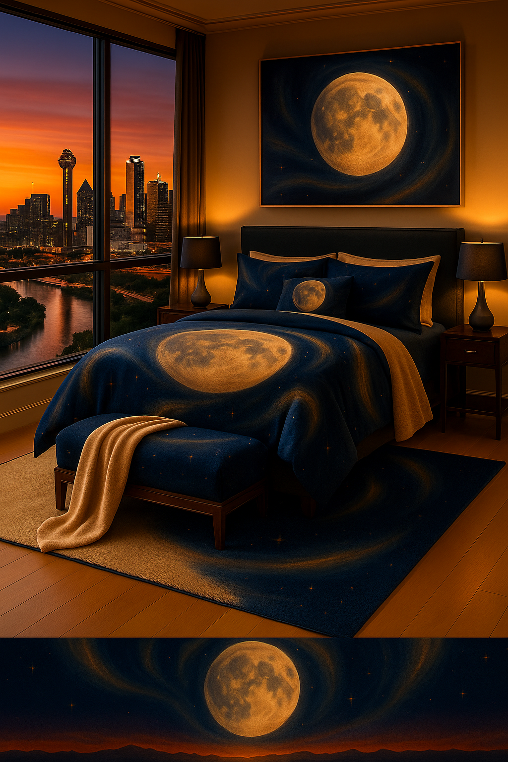 Midnight Ember Moon Luxe 3‑Piece Comforter Set