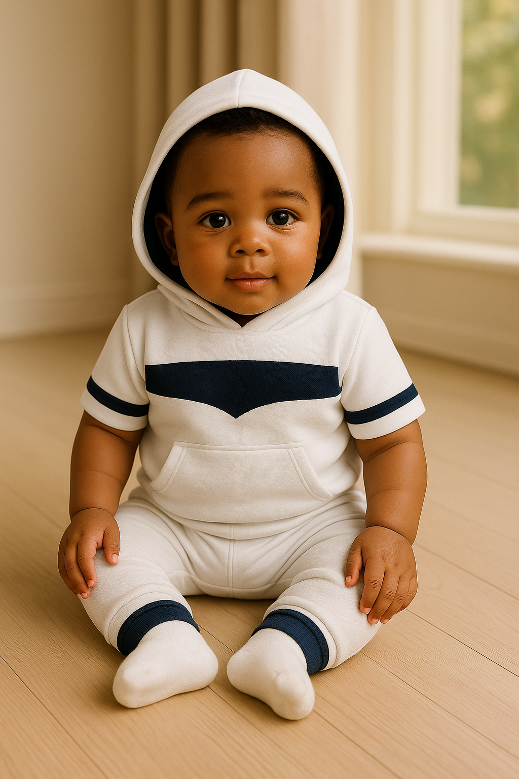Little Kings Infant Jogger Set — Classic Snow & Navy