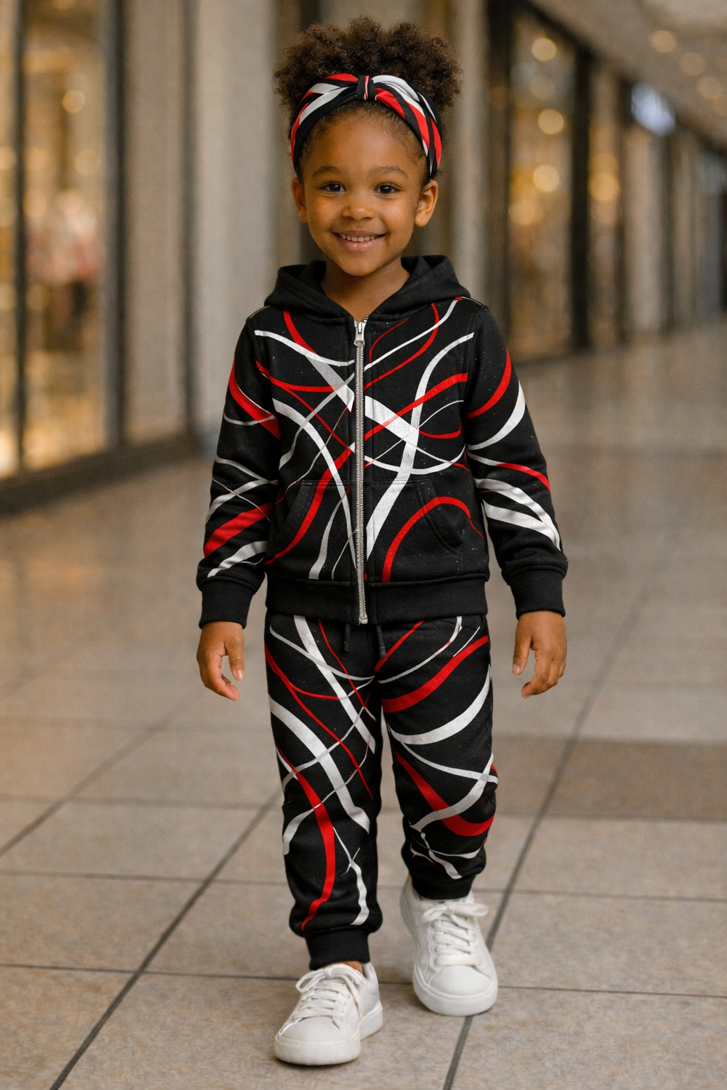 Little Grace Zip-Up Jogger Set — Midnight Ribbon