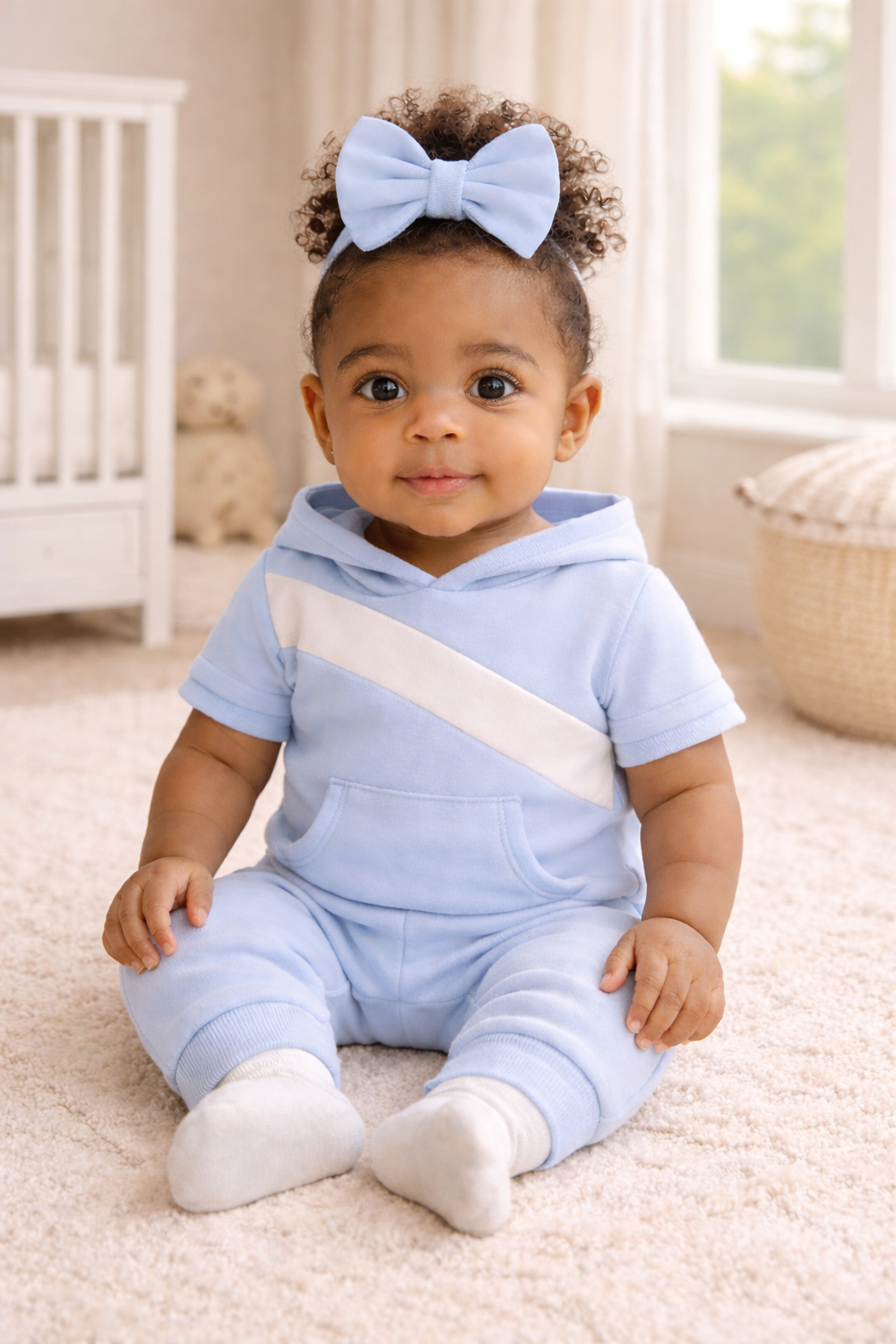 Powder Blue Little Queen 2-Piece Baby Lounge Hoodie Set