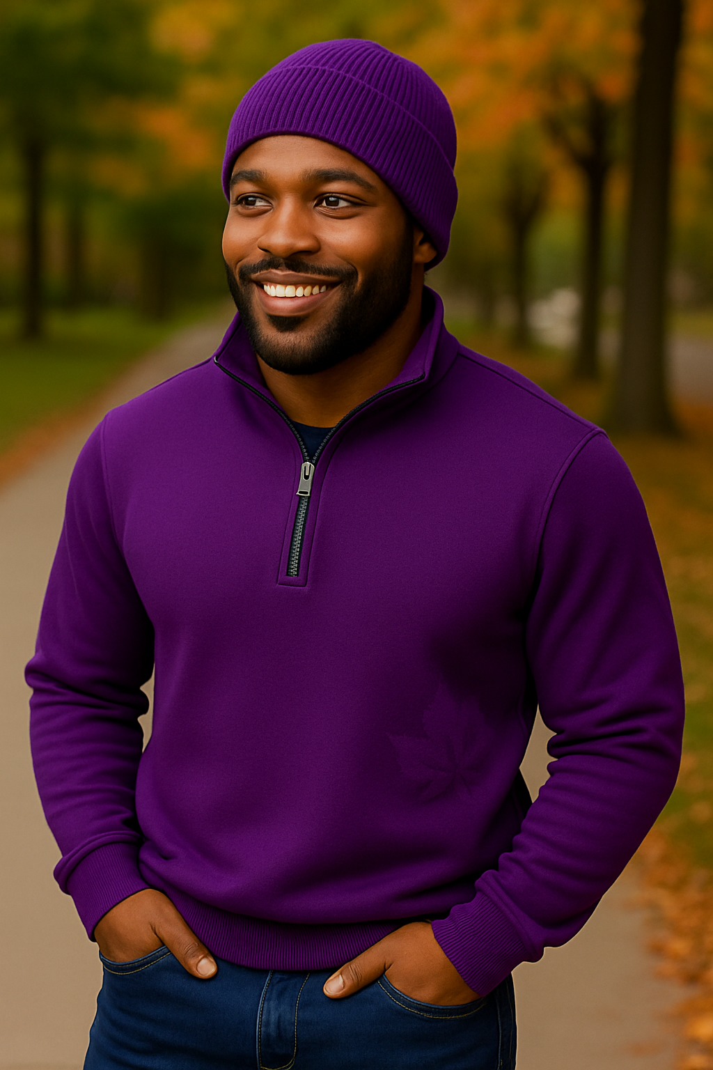 Purple QZ Sweater + Beanie Bundle