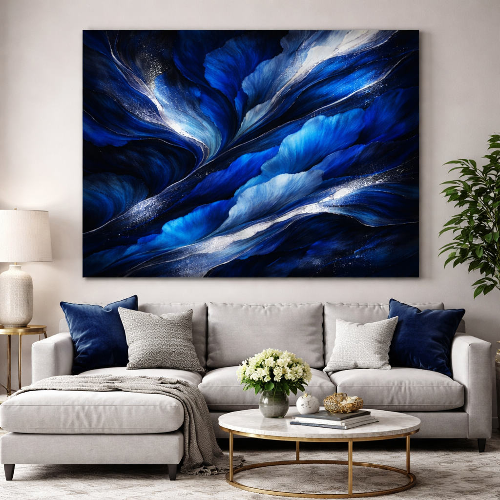 Blue Abstract Floral Canvas Print — Wall Art Decor