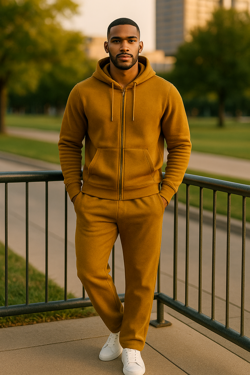 BKM  Luxe  Golden Academia Open-Leg Jogger Set