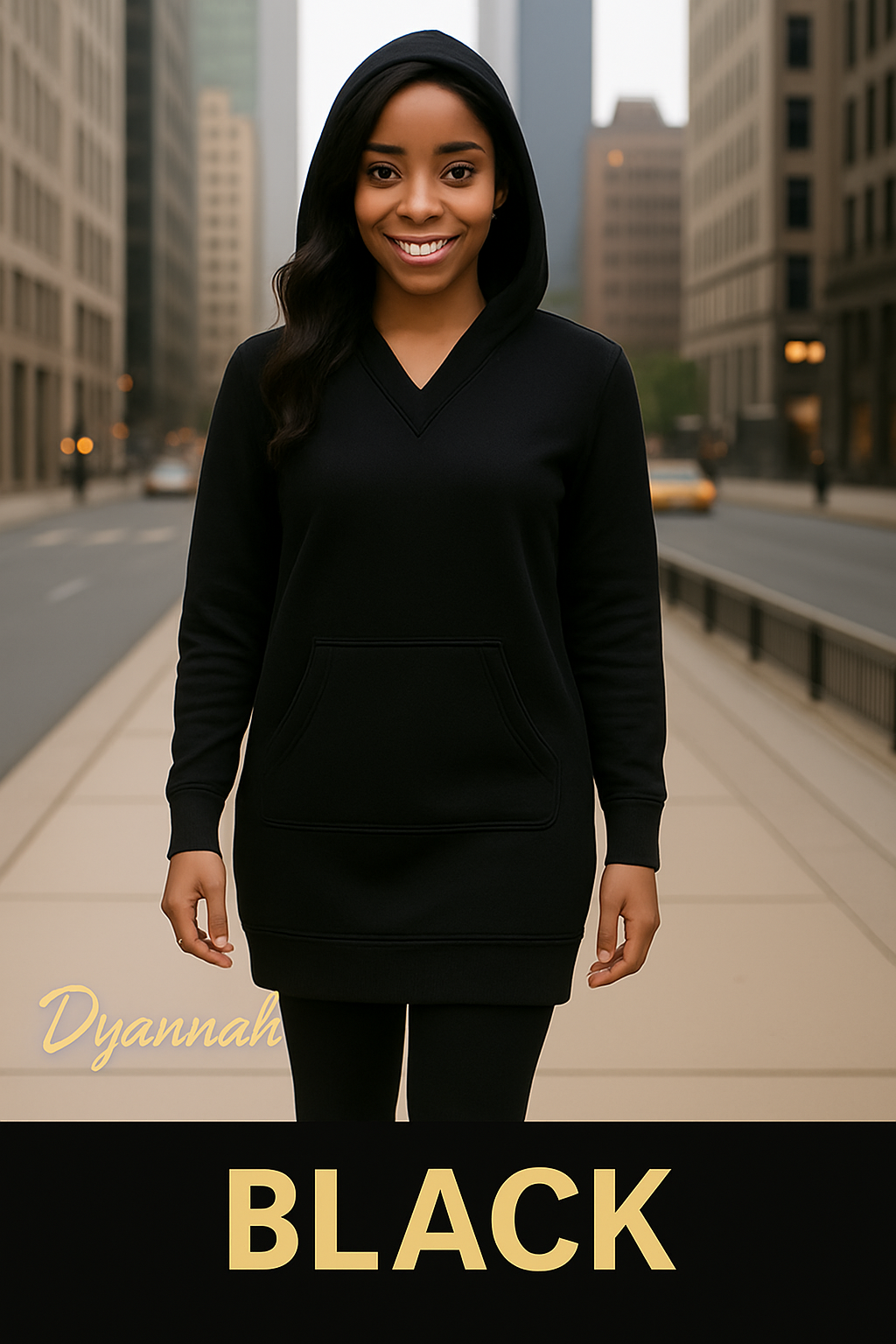 Dyannah Collection-Black Hoodie Dress