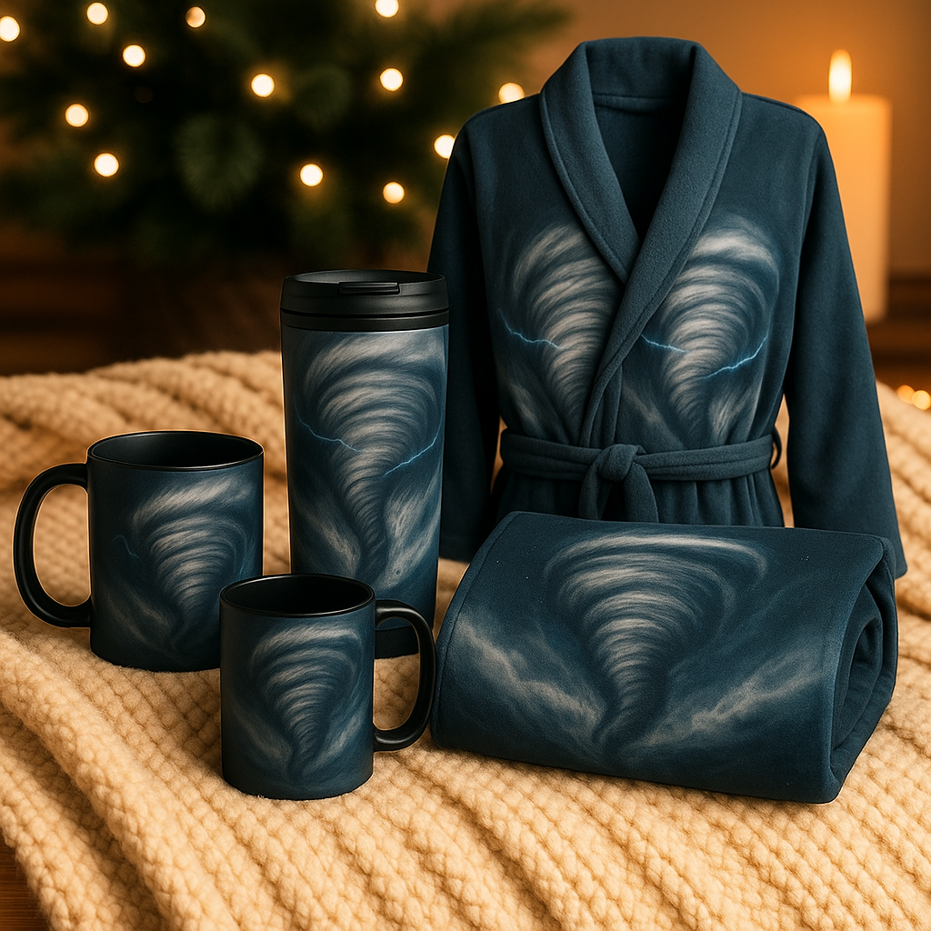 Storm Veil Luxe Gift Set – 4 Piece (Robe, Mug, Tumbler & Throw Blanket)