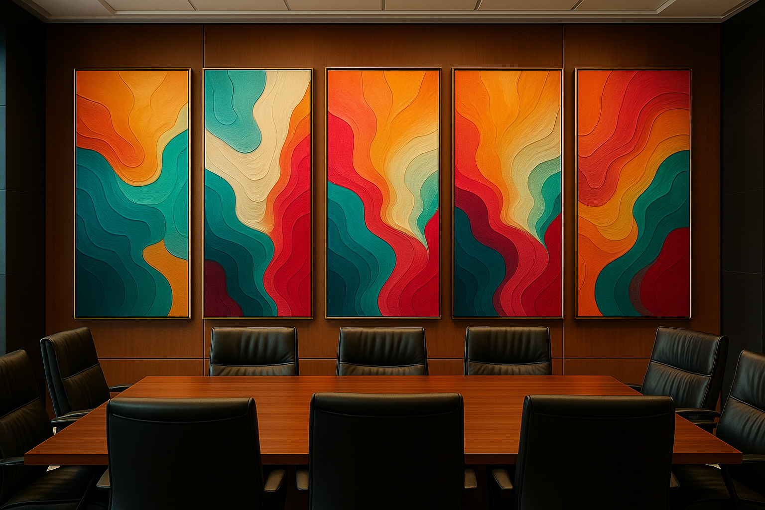 Captivating Waves – 5-Panel Abstract Fine Art Installation
