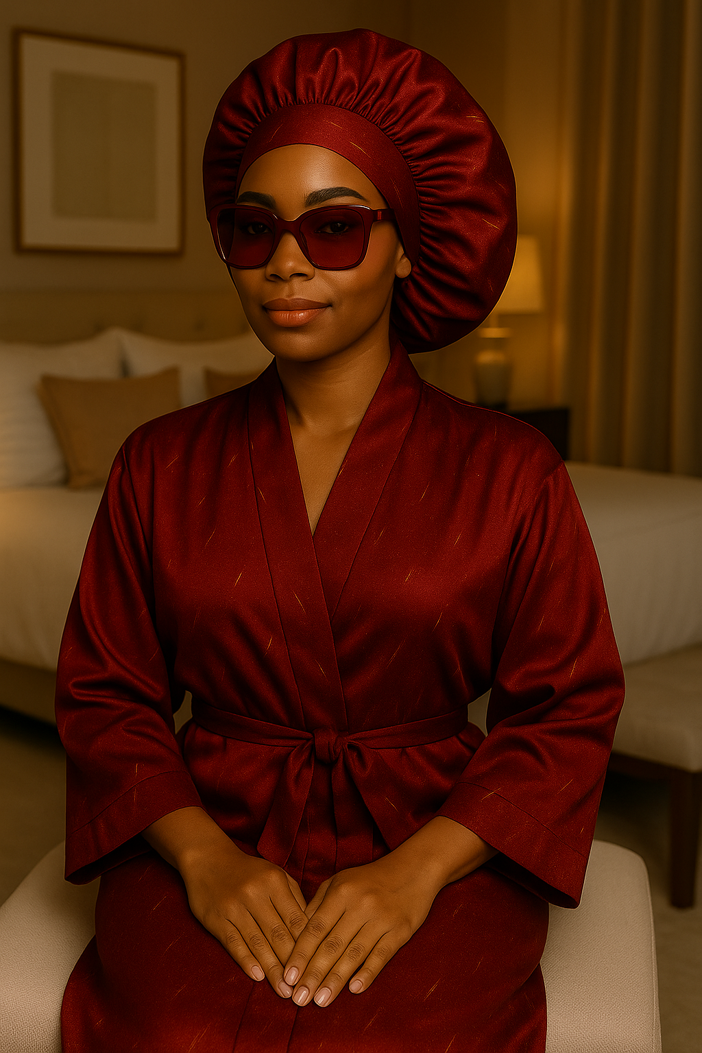Crimson Halo Luxe  Robe  Set- The Nyia Collection