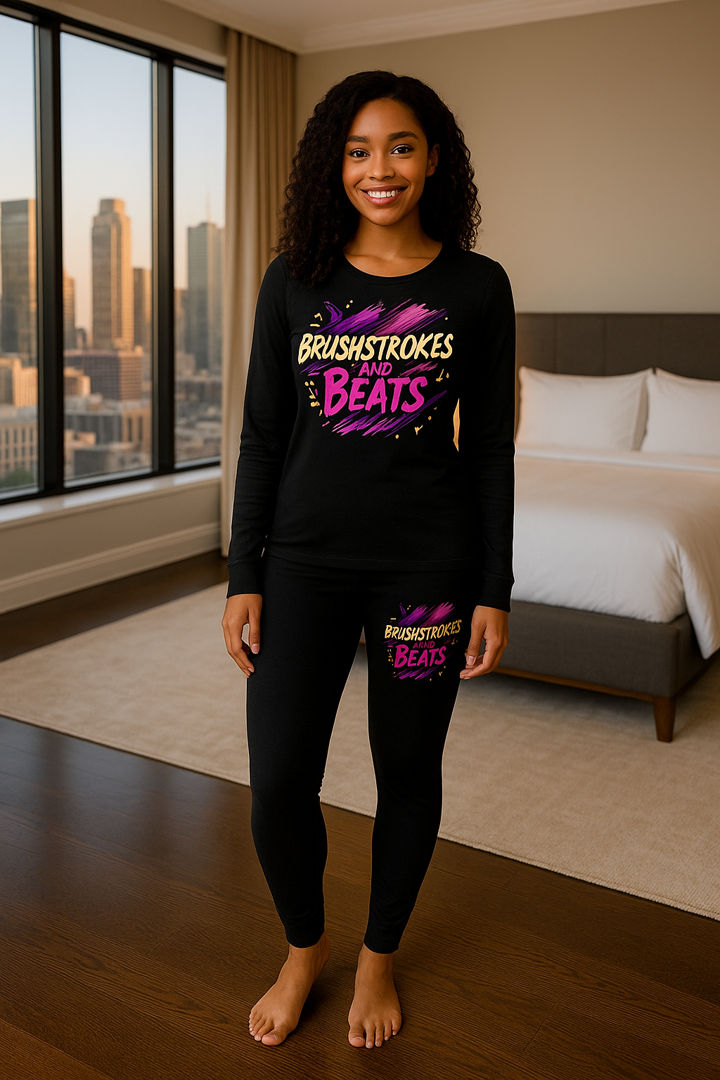 Brushstrokes and Beats Black Lounge Set